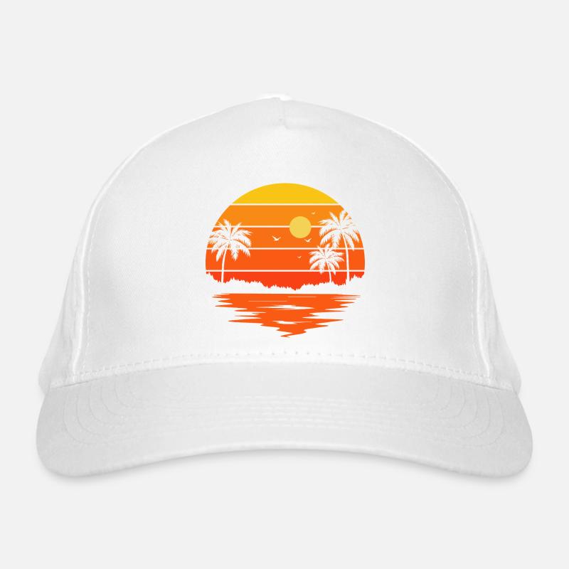 Coucher soleil palmier rétro Casquette classique bio