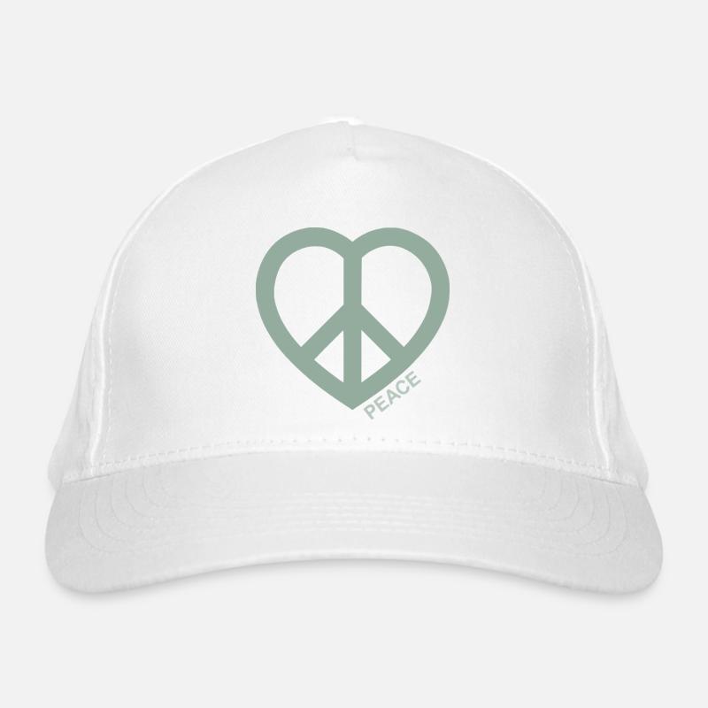 Peace Heart Peace Symbol Green Organic Baseball Cap