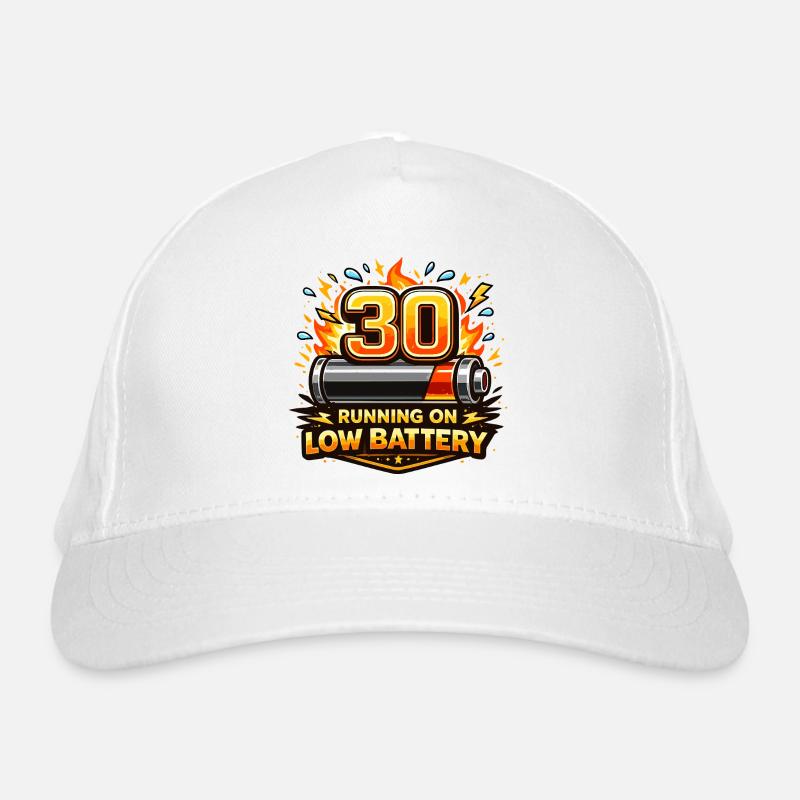 30: Runs on Low Battery Organic Baseball Cap