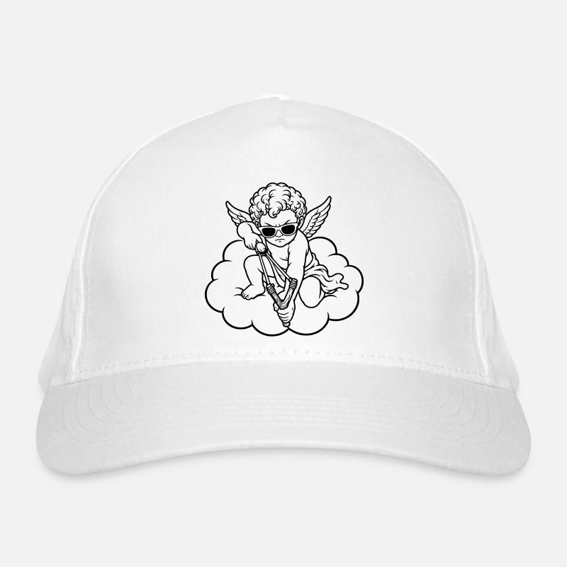 Wütender Cherub mit Steinschleuder Bio-Baseballkappe