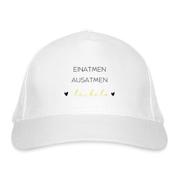 Selbstliebe Einatmen Ausatmen Lächeln - Bio-Baseballkappe - Weiß - Vorne