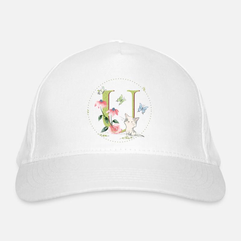 Initial letter U with cat Organic Baseball Cap