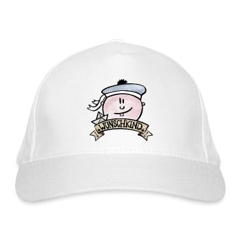 Wunschkind / Baby / Seemann / Ahoi / Geburt / Boot - Bio-Baseballkappe - Weiß - Vorne