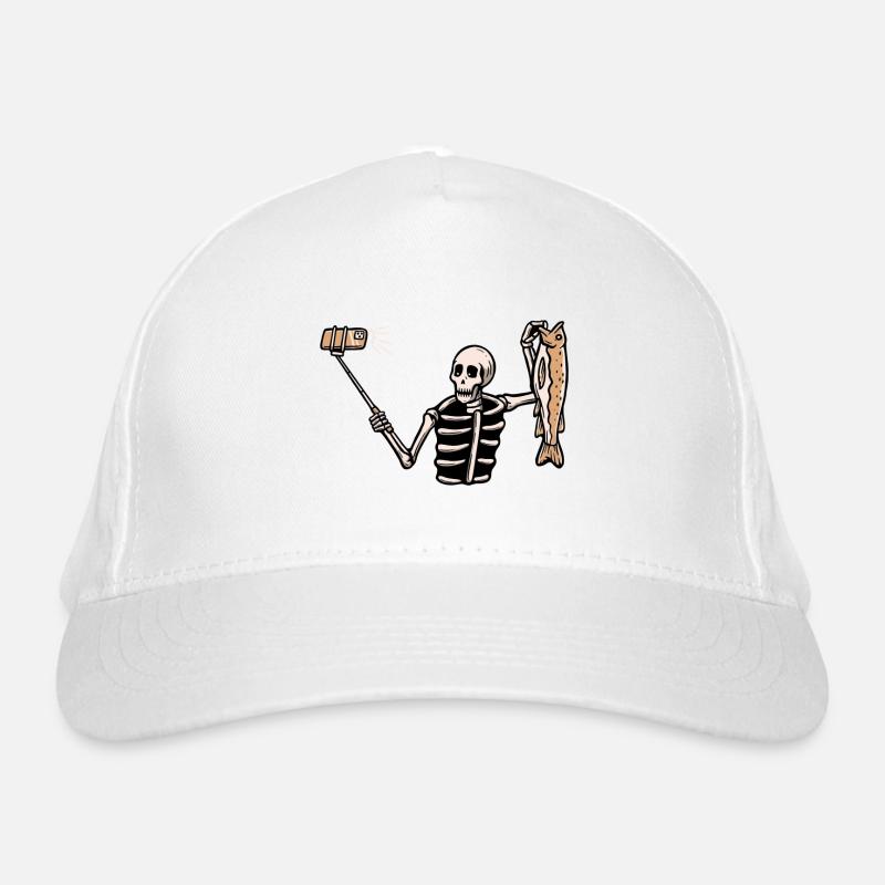 Fishing Skeleton Selfie Organic Baseball Cap