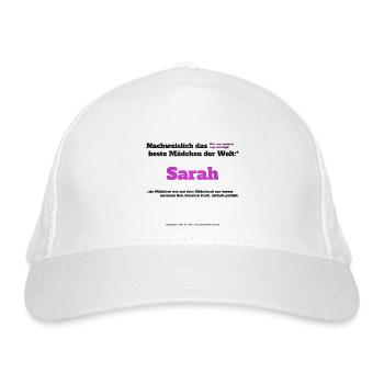 Ich bin Sarah - Sarah als Vorname - Mädchen - Bio-Baseballkappe - Weiß - Vorne