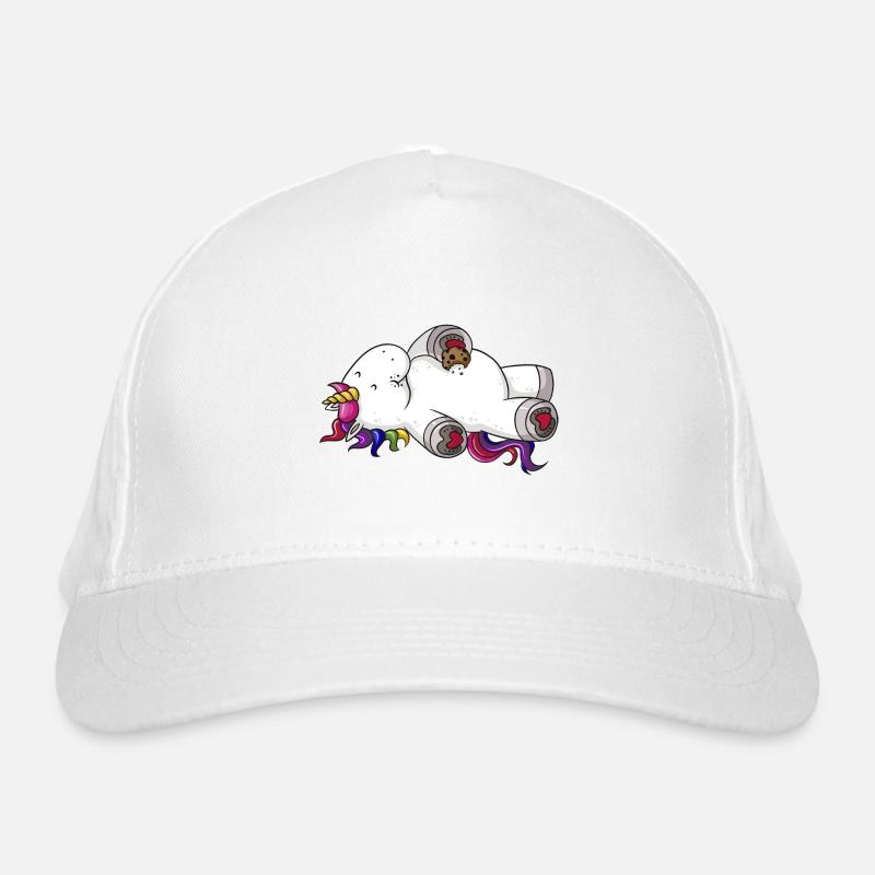 Munching comic Unicorn rainbow Organic Baseball Cap