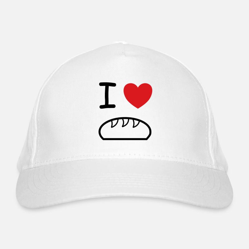 Ich liebe Brot Bäcker Geschenk Idee Bio-Baseballkappe