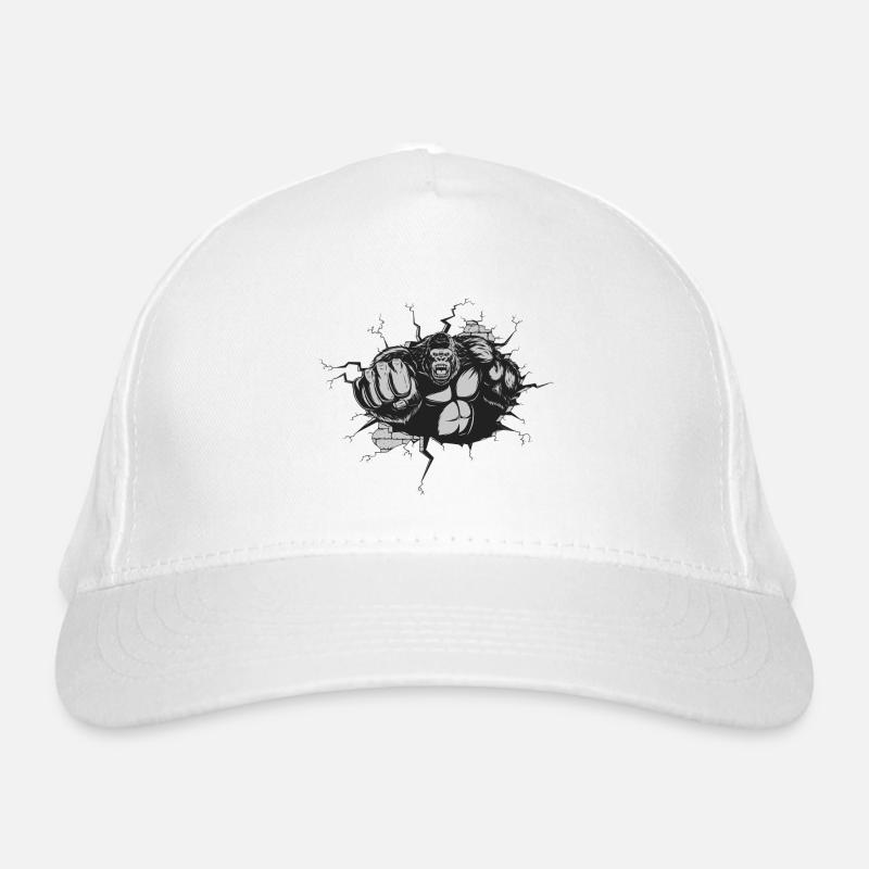 Gorille Percée Mur Noir Blanc Casquette classique bio