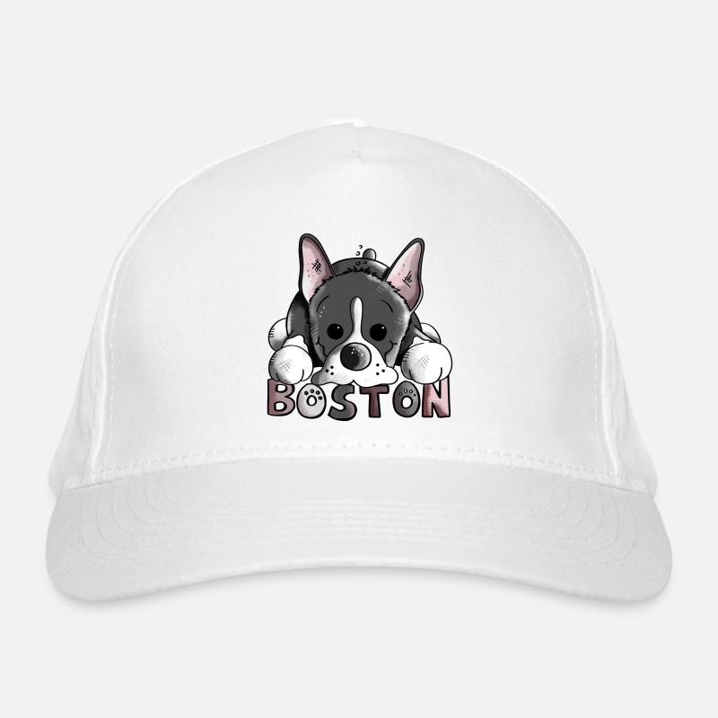 Brenda der Boston Terrier - Bio-Baseballkappe - Weiß