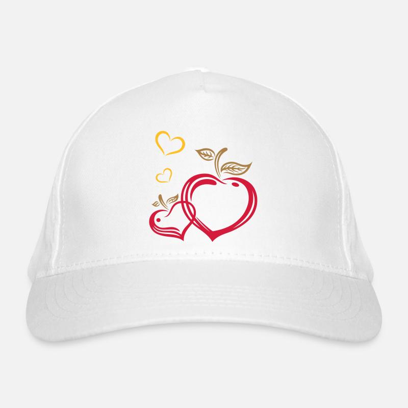 Zwei Äpfel in Herzform, Herbst, Früchte, Liebe Bio-Baseballkappe