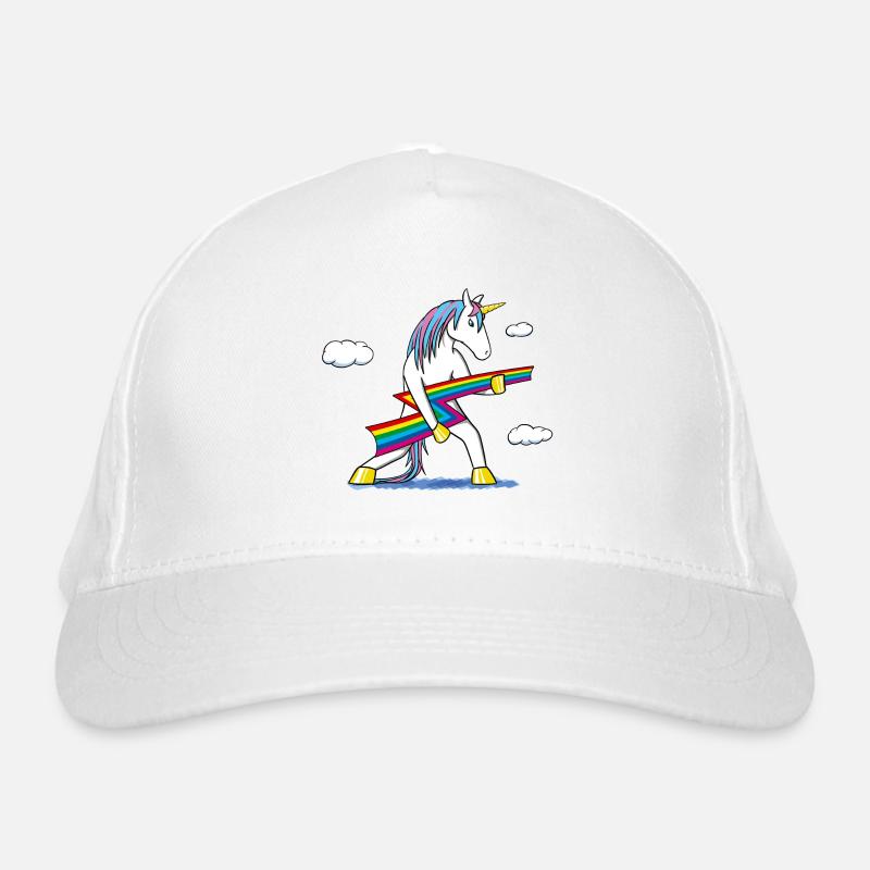 Rainbow Rock – Unicorn with Rainbow Lightning Organic Baseball Cap