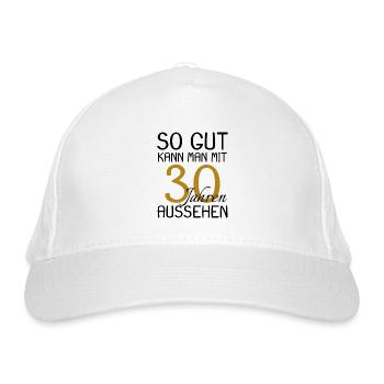 30 Geburtstag - Bio-Baseballkappe - Weiß - Vorne