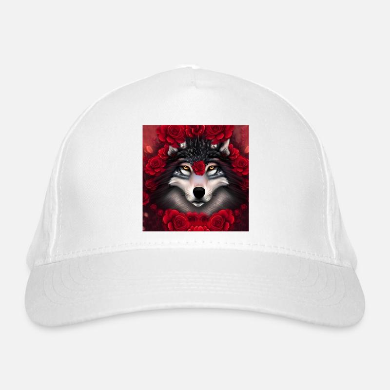 Wonderful wolf with flowers. Organic Baseball Cap