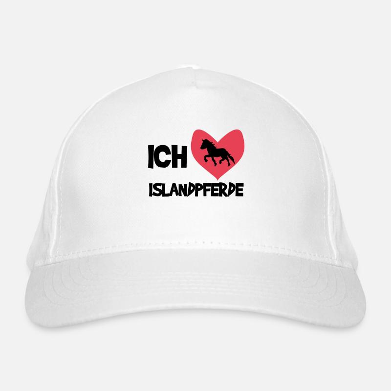 Herz Ich Liebe Pferde Statement Islandpferde Bio-Baseballkappe