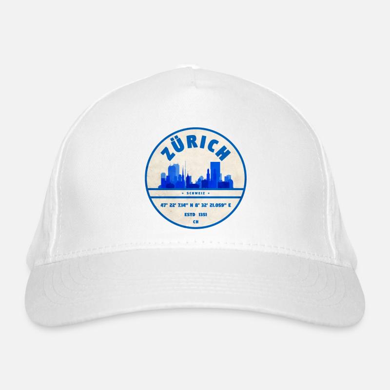 Zurich Skyline Blue Stamp Organic Baseball Cap
