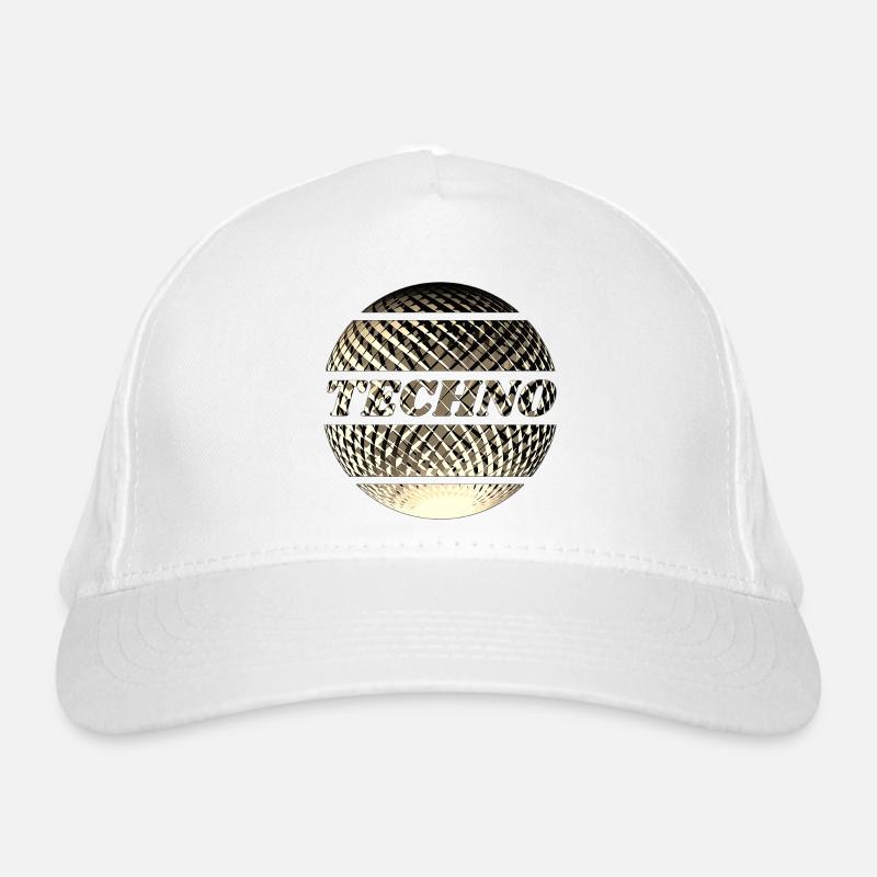 Techno disco ball gold Organic Baseball Cap