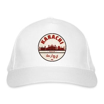 Karachi Skyline Emblem Pakistan - Organic Baseball Cap - white - Front