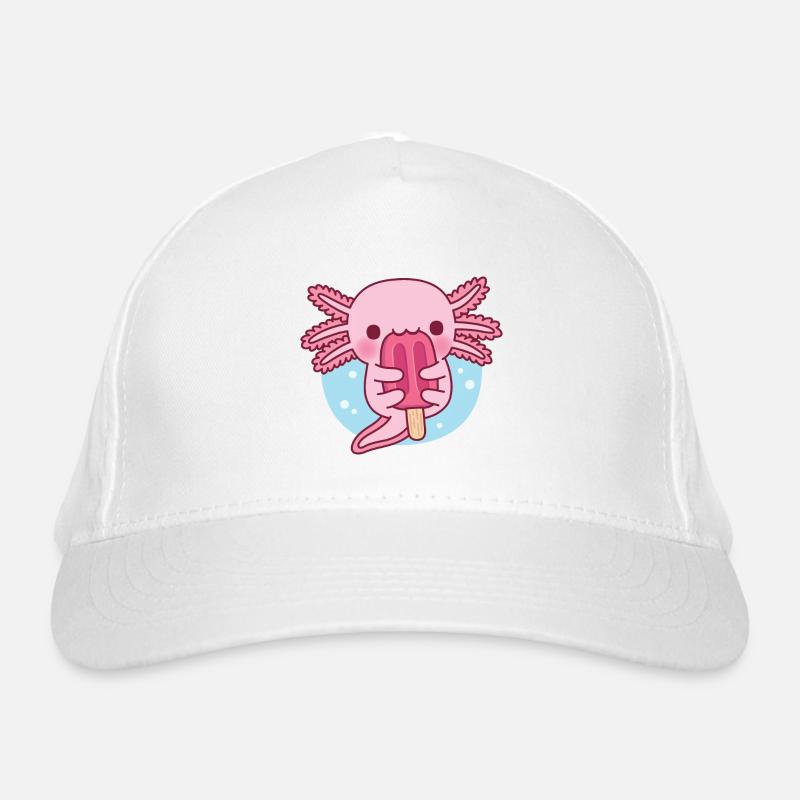 Mignon Axolotl mangeant de la glace Casquette classique bio