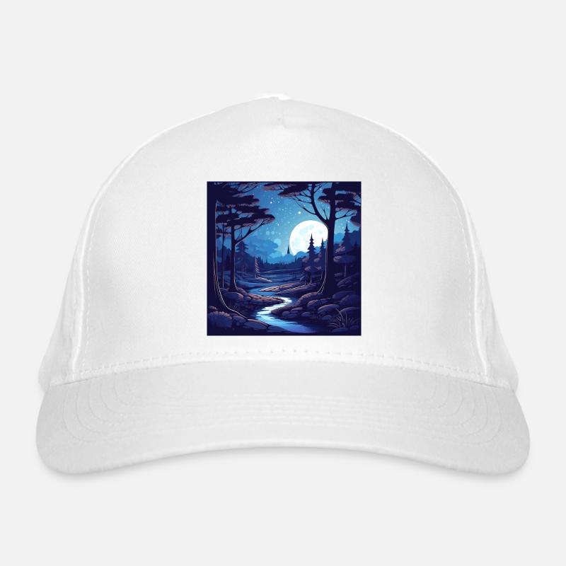 Surreal forest scenery at night Organic Baseball Cap