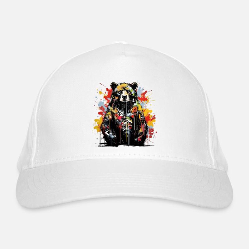Roaring Bear. Graffiti-style strength. - Organic Baseball Cap - white