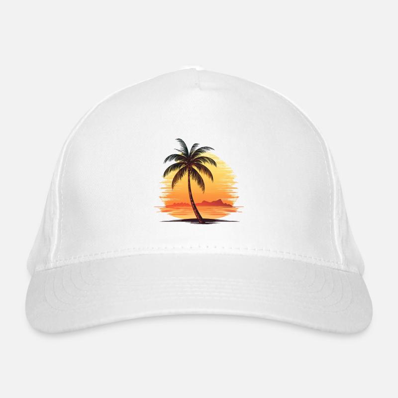Beau palmier sur la plage avec coucher de soleil Casquette classique bio