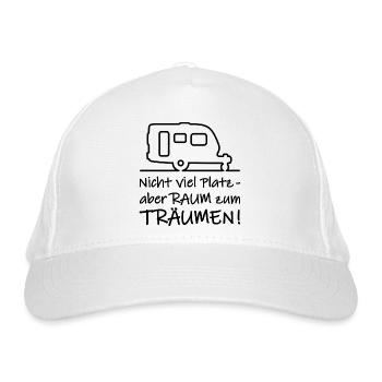 Wohnwagen - Raum zum Träumen - Caravan - Bio-Baseballkappe - Weiß - Vorne