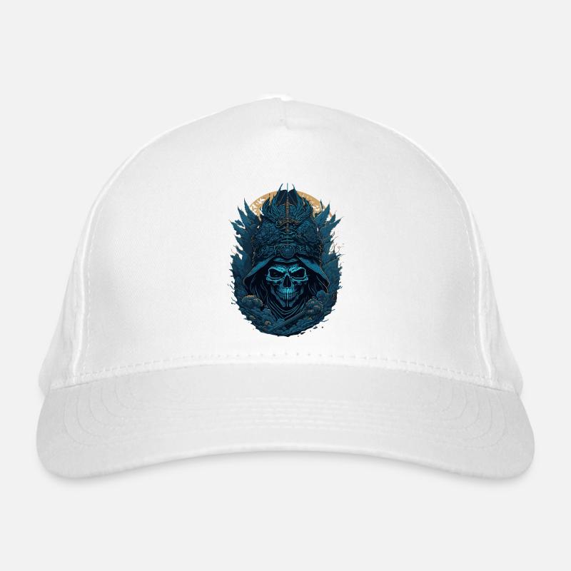 Blue Samurai Skeleton Skull - Blue Samurai Skull Organic Baseball Cap