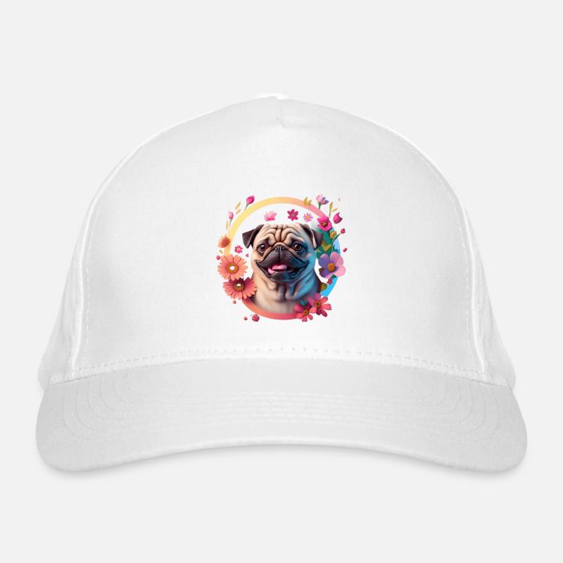 Mops Hund Hunderasse - Bio-Baseballkappe - Weiß