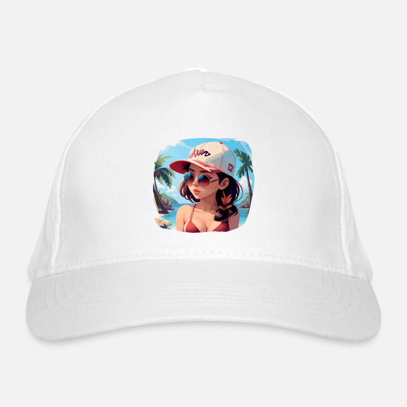 Ragazza asiatica in bikini Berretto da baseball green