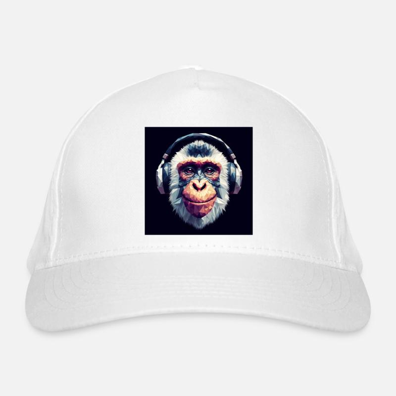 Monkey with headphones Organic Baseball Cap