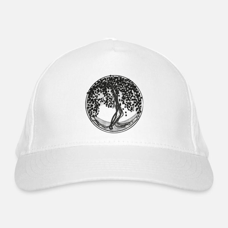 Dark Tree Circle Silhouette Organic Baseball Cap