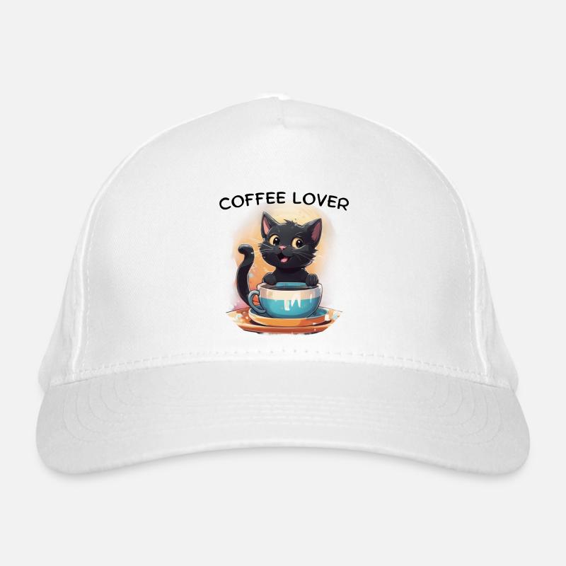 Katze mit Kaffee Bio-Baseballkappe