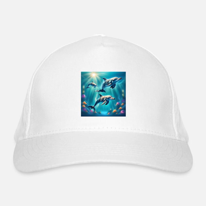 Dolphin poster, dolphins, seabed - Organic Baseball Cap - white
