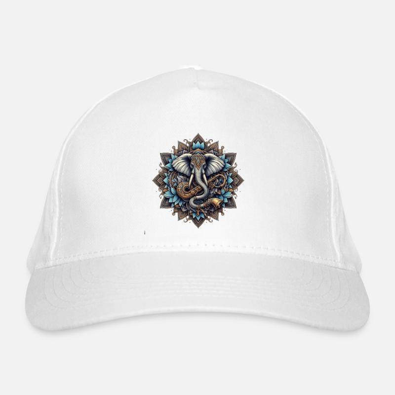 Elephant mandala in steampunk style Organic Baseball Cap