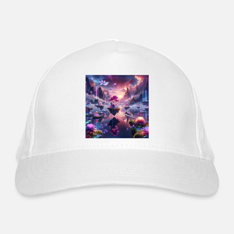 Surreale Traumlandschaft: Neon-Gewässer - Bio-Baseballkappe - Weiß