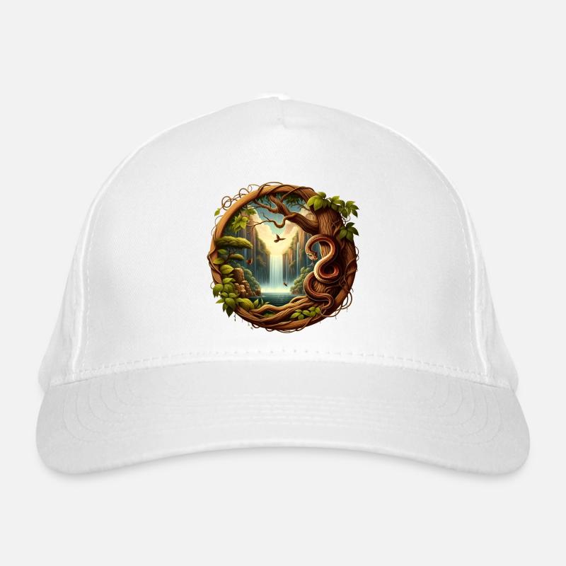 Queue in front of waterfall 1 Organic Baseball Cap