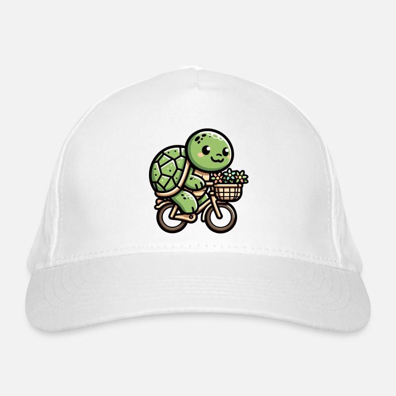 Cute Turtle Bicycle Design Organic Baseball Cap