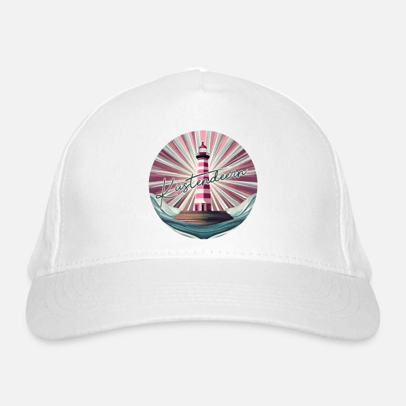 Pinker Leuchtturm - Bio-Baseballkappe - Weiß