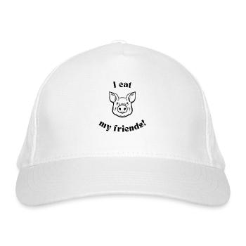 I eat my friends, funny for carnivores, meat eater - Organic Baseball Cap - white - Front
