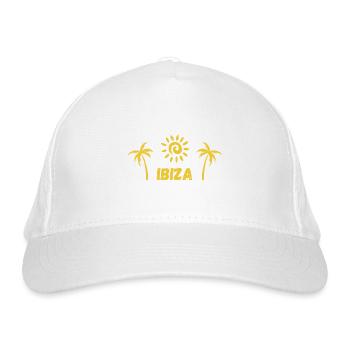 Ibiza Dreams: Sonne, Palmen, Freiheit - Bio-Baseballkappe - Weiß - Vorne