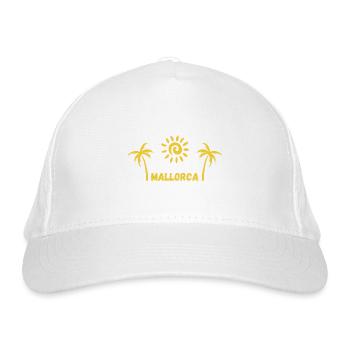 Mallorca Vibes: Sonne, Palmen, Freiheit - Bio-Baseballkappe - Weiß - Vorne