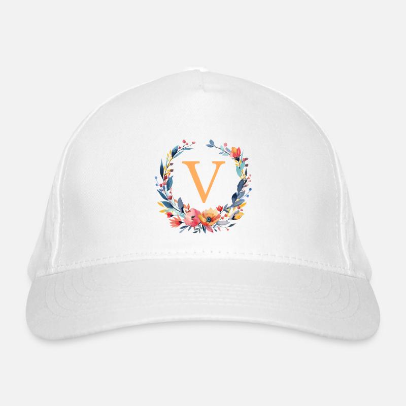 V Monogram, Couronne de fleurs, Personnalisable Casquette classique bio