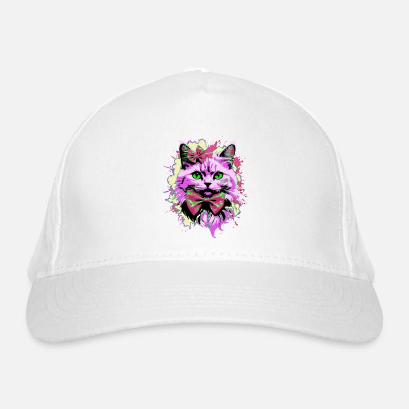 Neonkatze mit Fliege Bio-Baseballkappe