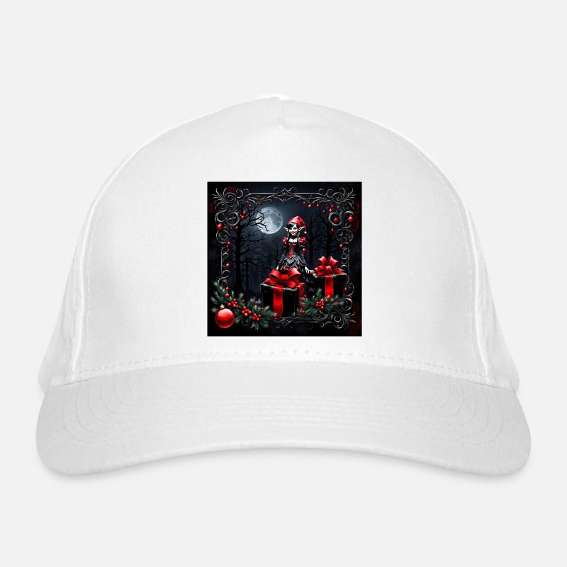 Cute gothic Christmas elf. - Organic Baseball Cap - white