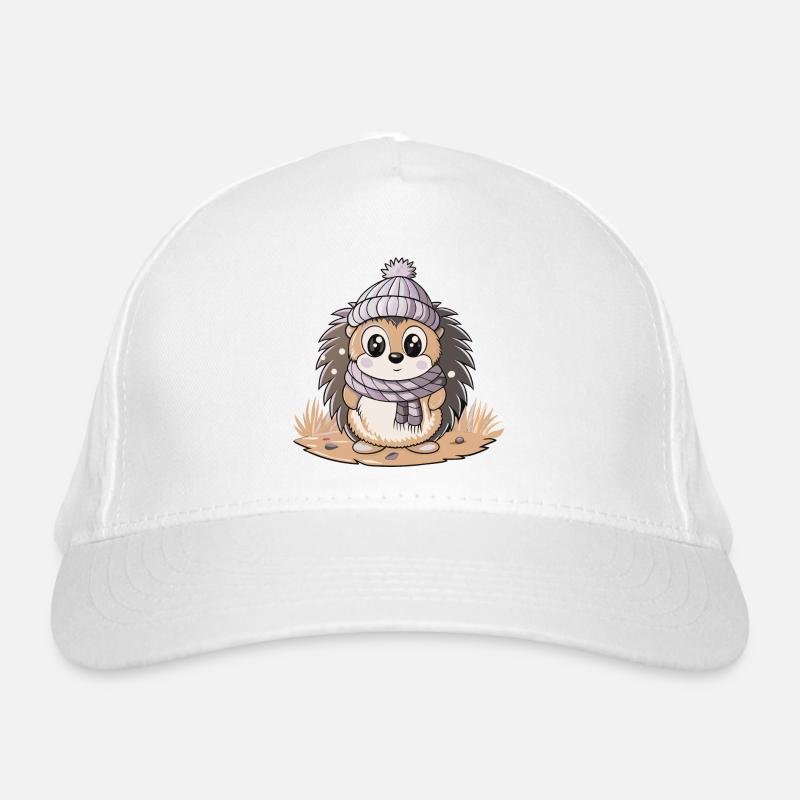 Cute hedgehog with scarf and bobble hat. Organic Baseball Cap