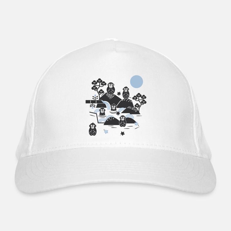 Singes effrayants dans une source chaude l noir bleu Casquette classique bio