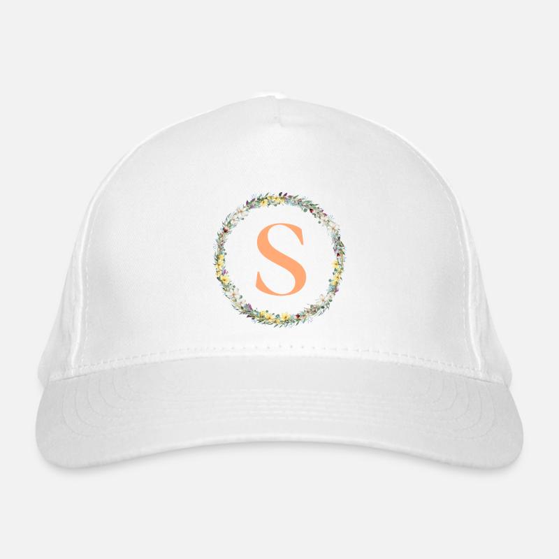 S monogramme, Couronne de fleurs, Personnalisable Casquette classique bio
