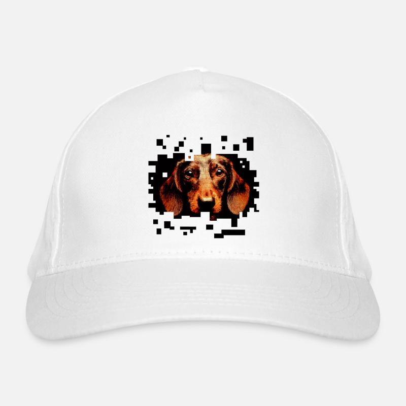 Rauhaariger Dackel Pixelart Bio-Baseballkappe