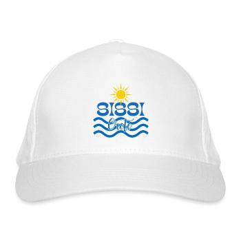 Sonne und Wellen Sissi Kreta Logo - Bio-Baseballkappe - Weiß - Vorne