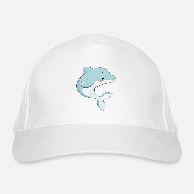 Delfin - Bio-Baseballkappe - Weiß